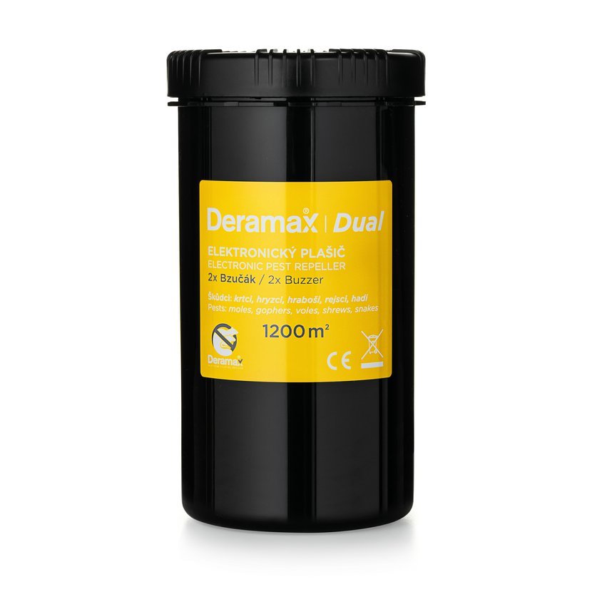 Deramax®-Dual. Vibračný plašič krtkov, hryzcov, hrabošov, piskorov, myší, potkanov, hadov